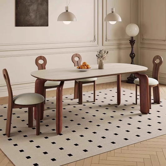 Luxury Modern Oval Dining Table and Chairs