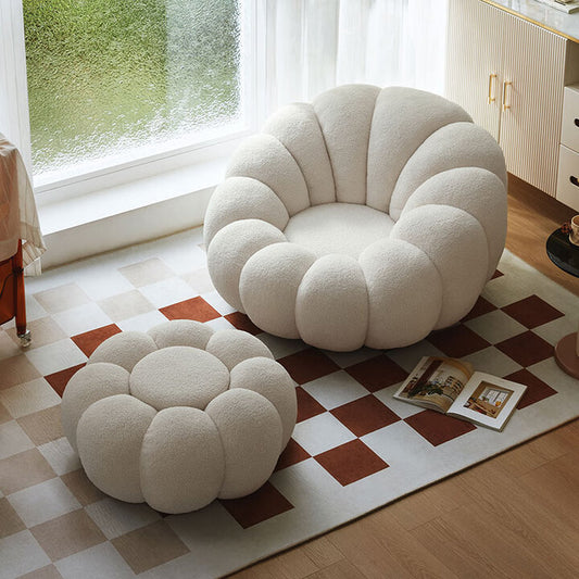 Pumpkin Accent Chair with Rotating Base - Ottoman Included