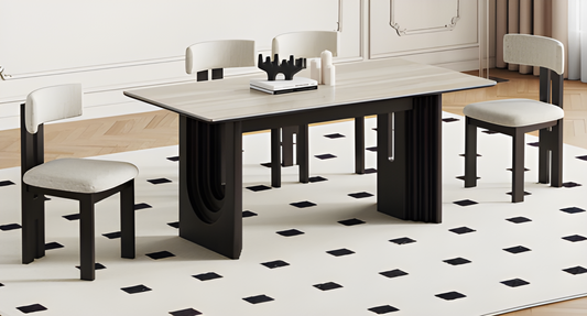 Mid-Century Dining Table with Solid Wood Legs