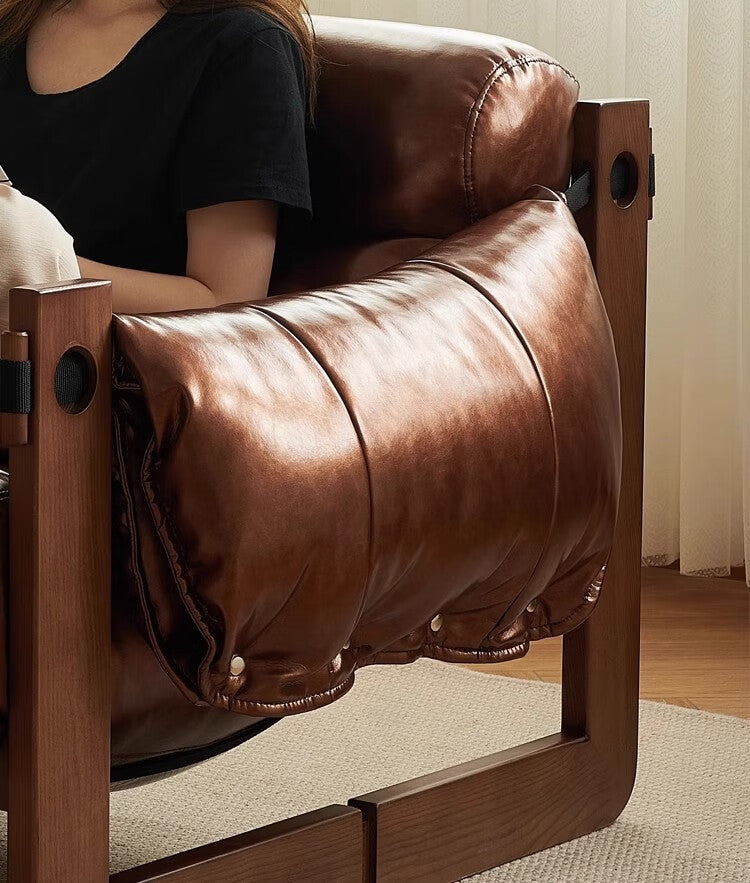Solid Wood Leather Jersey Chair