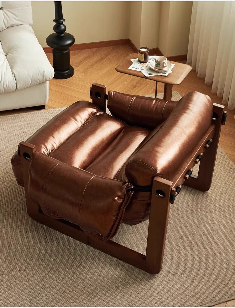 Solid Wood Leather Jersey Chair