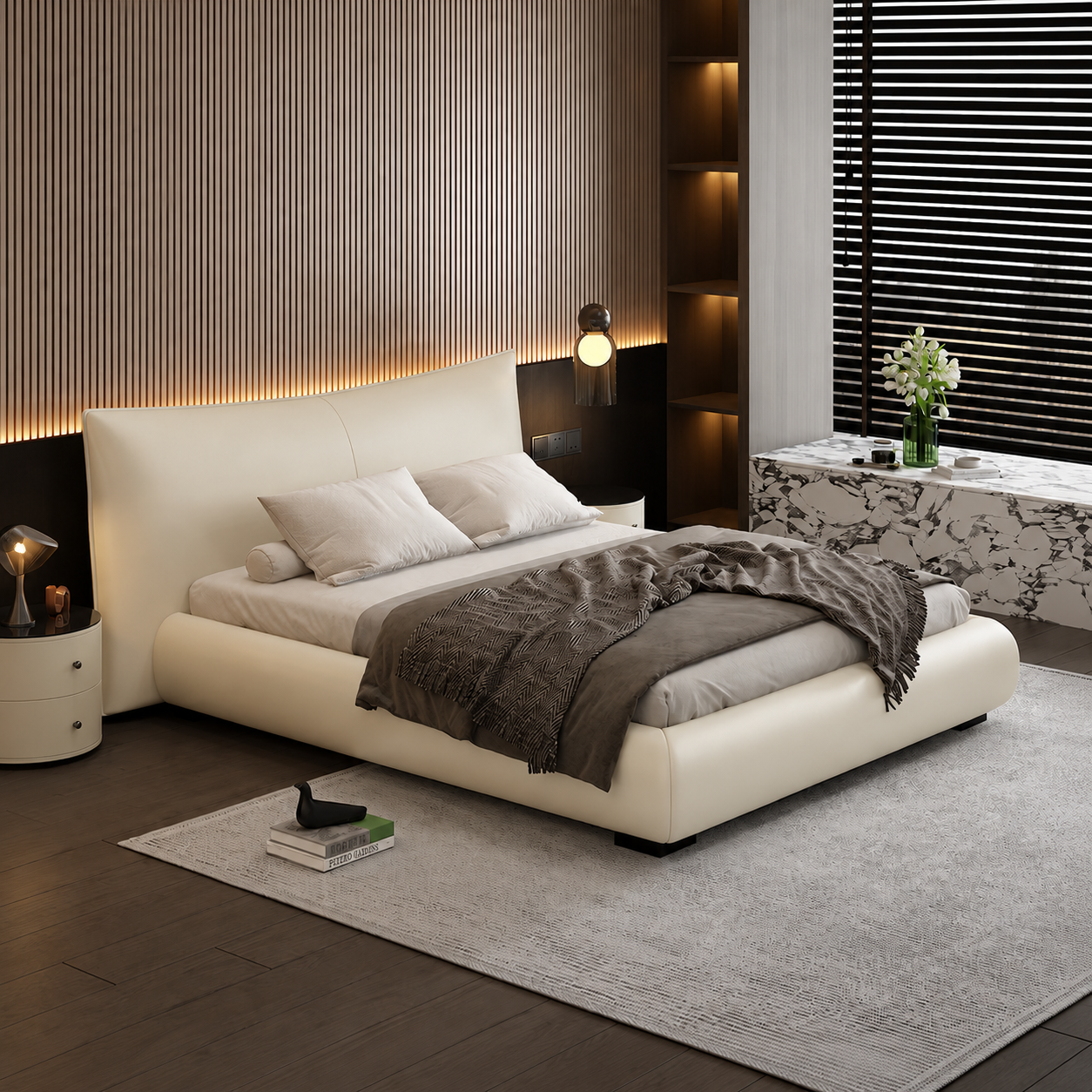 Top-Grain Leather Bed Frame