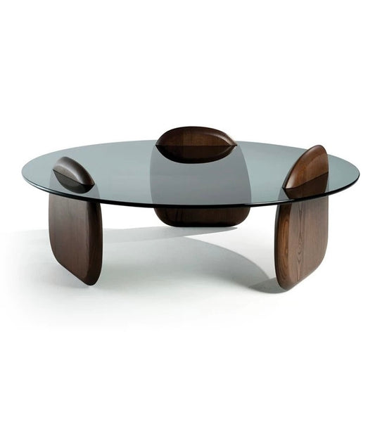 Round Coffee Table Set with Tempered Glass Top