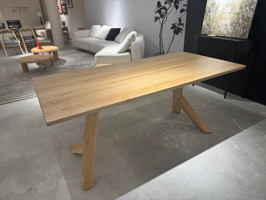 Natural Solid Wood Dining Table with Bench Set