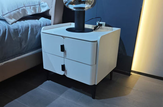 White Nightstand with  Sintered Stone Top