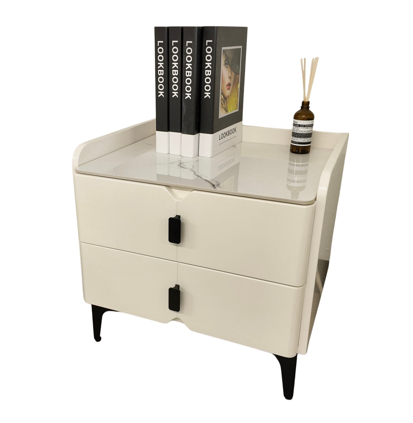 White Nightstand with  Sintered Stone Top