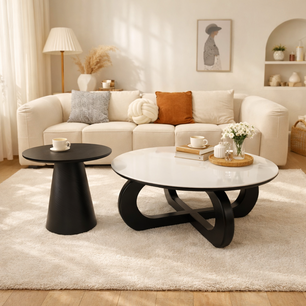 Modern Coffee Table Set with Sintered Stone Tabletop