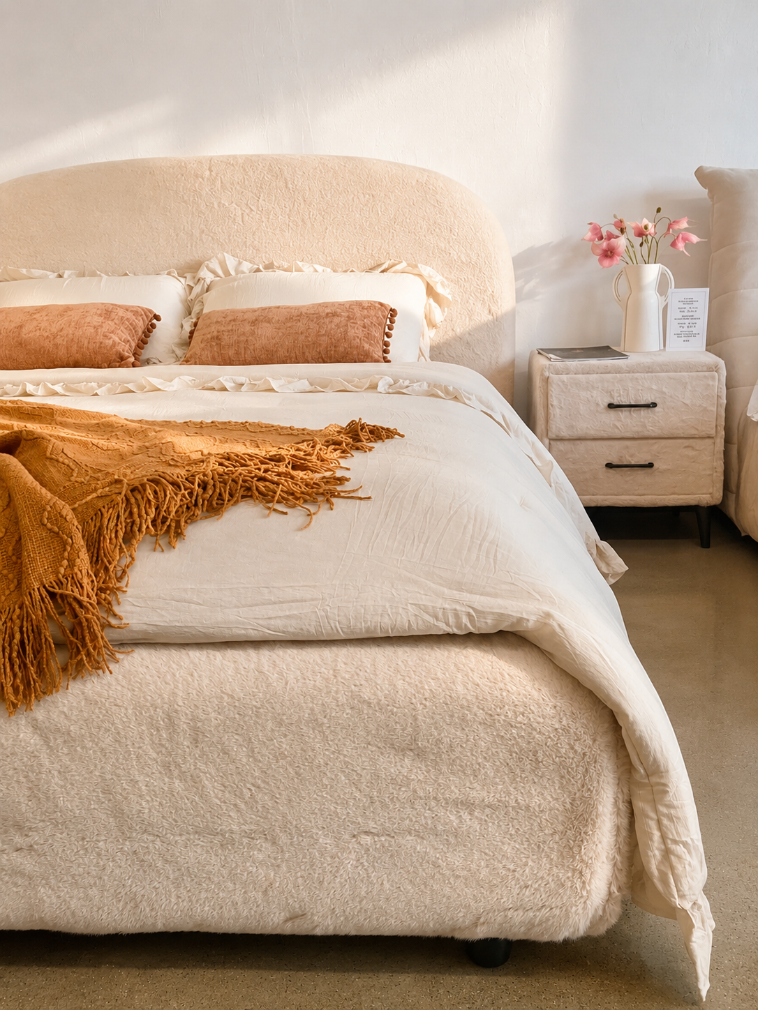 Velura Arch Bed in Faux Mink Fur