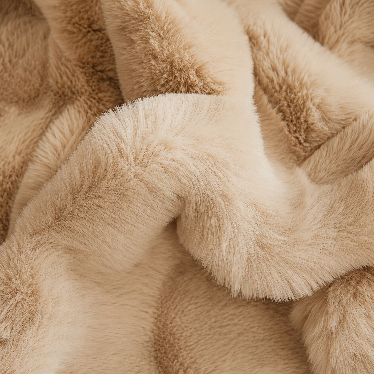 Bubble Faux Rabbit Fur Throw Blanket - Brown