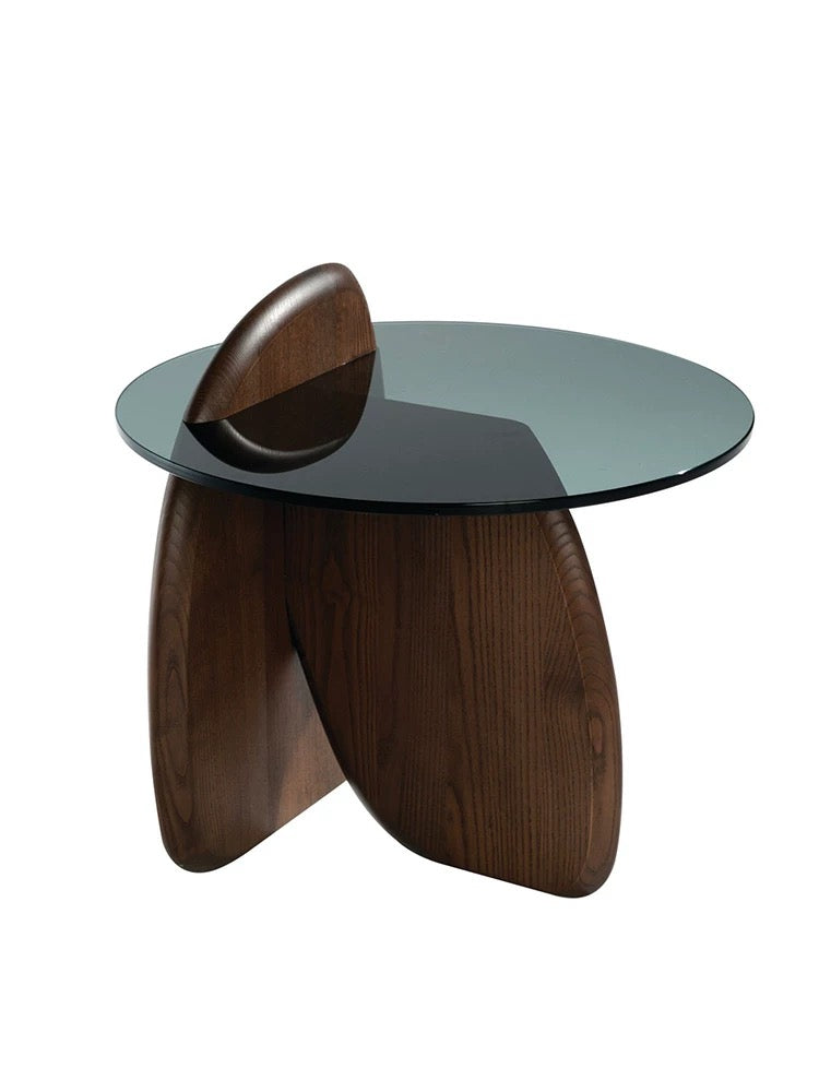 Round Coffee Table Set with Tempered Glass Top