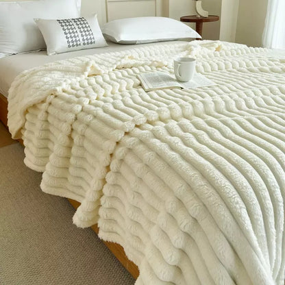 Ultra Soft Faux Rabbit Fur Throw Blanket