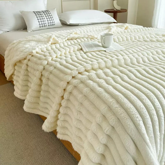 Ultra Soft Faux Rabbit Fur Throw Blanket