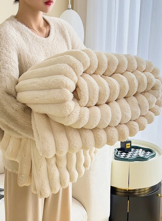 Ultra Soft Faux Rabbit Fur Throw Blanket