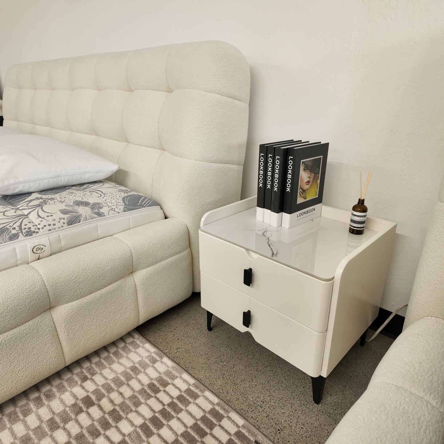 White Nightstand with  Sintered Stone Top