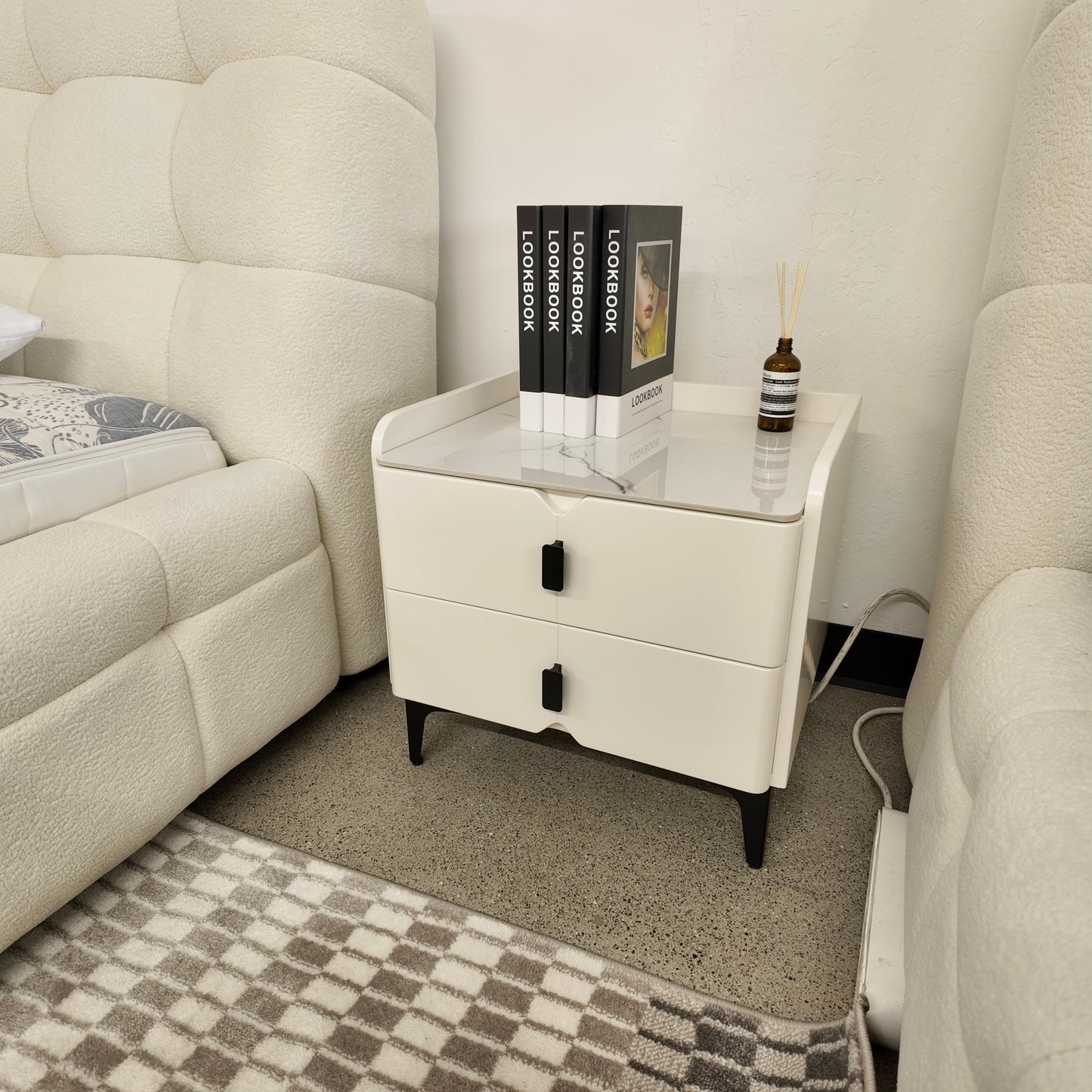 White Nightstand with  Sintered Stone Top
